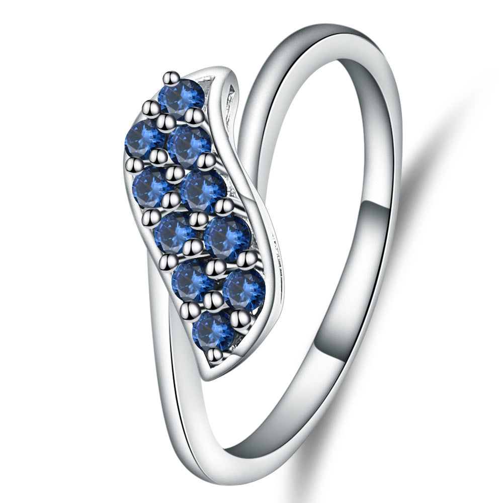 Fashionable Natural Sapphire Ring Personality s925Sterling Silver Inlaid Colorful Gemstone Diopside Ring
