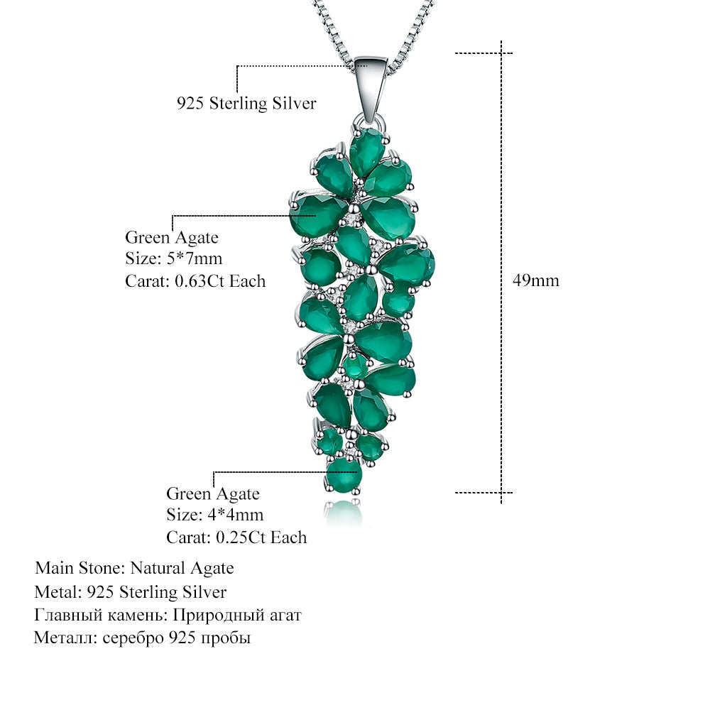 Design Sense Natural Gemstone Pure Silver Pendant Personality Grape Cluster Shape Garnet925Silver Crystal Necklace Pendant