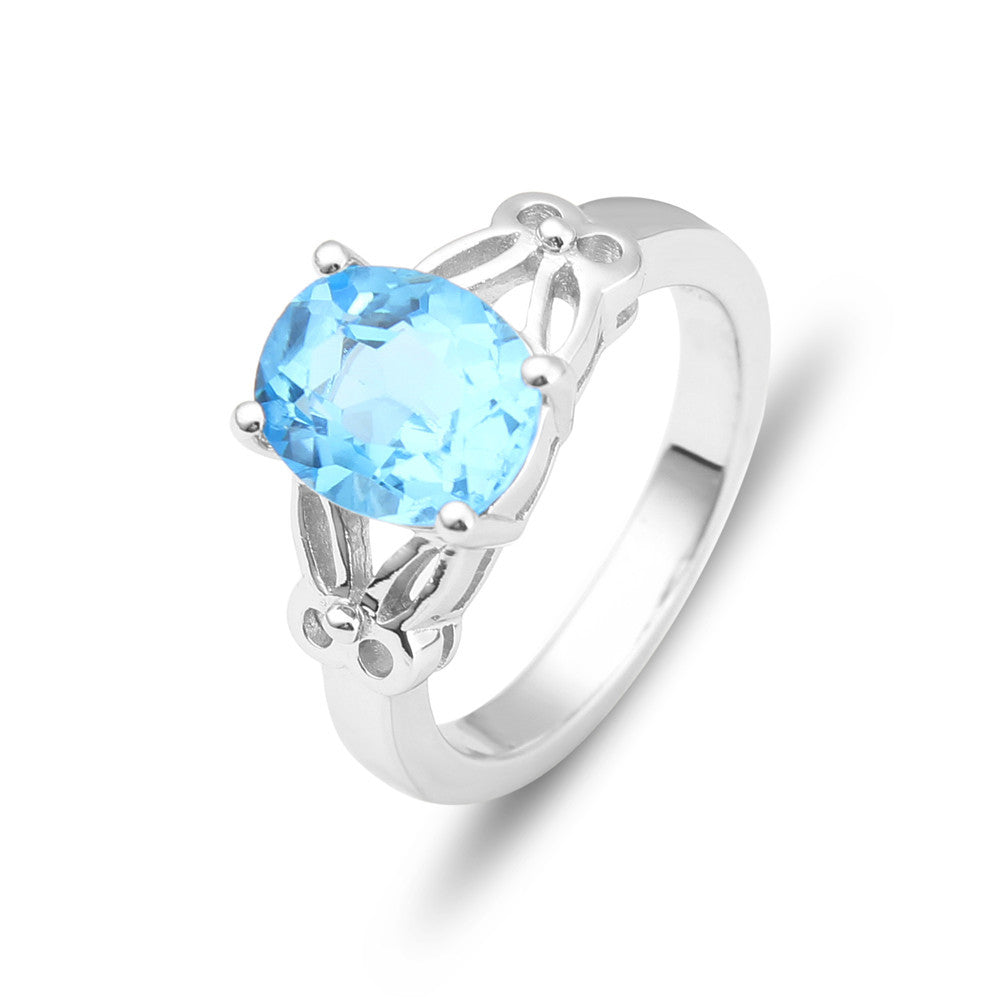 In-stock Wholesale Green Amethyst Gemstone Ring for Women Vintage Inlaid Natural Stone s925Silver Crystal Ring