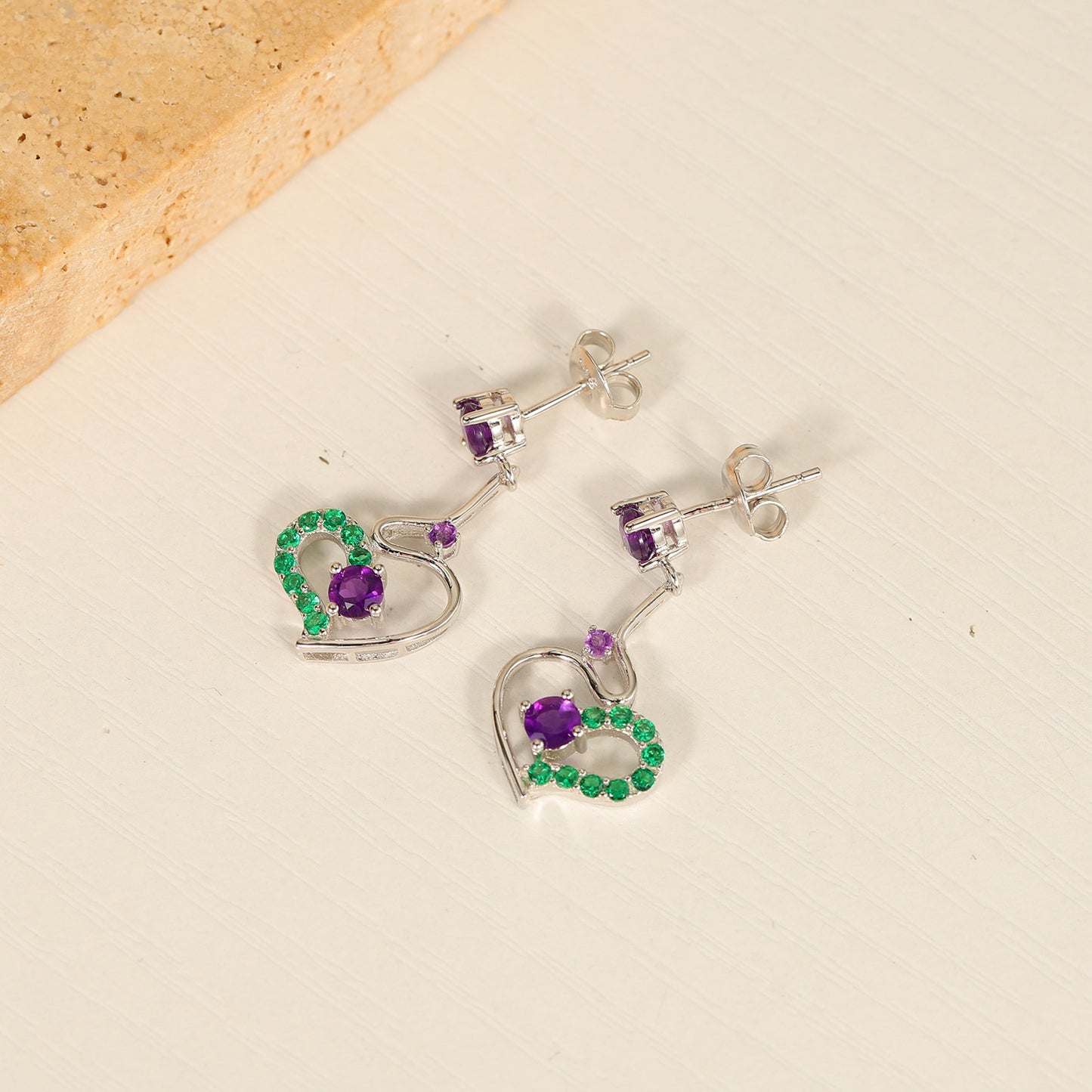 Spring and Summer New Natural Amethyst Topaz Earrings925Sterling Silver Creative Niche Design Gemstone Earrings
