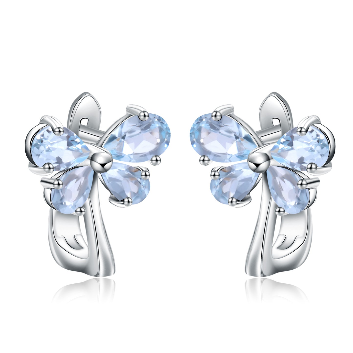 Design Sense Natural Topaz Earrings New Light Luxury s925Silver Inlaid Natural Gemstone Earrings