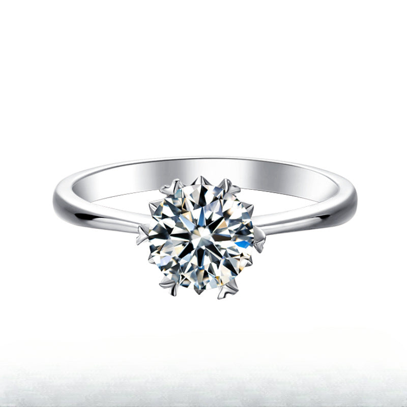 GRA Certificate Moissanite Ring for Women Korean Style Simple Fashionable Elegant s925Silver Six Claw Inlaid Gemstone Ring
