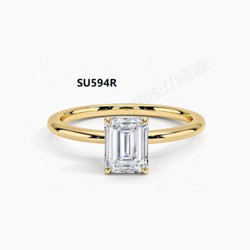 Minimalist Ring s925Sterling Silver Inlaid with Moissanite1Carat Wedding Ring Foreign Trade Plain Band Single Diamond Ring