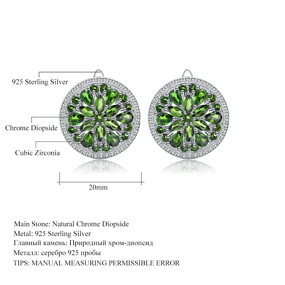 Elegant Natural Gemstone Earrings with Light Luxury Inlaid Ruby s925Sterling Silver Crystal Earrings Wholesale