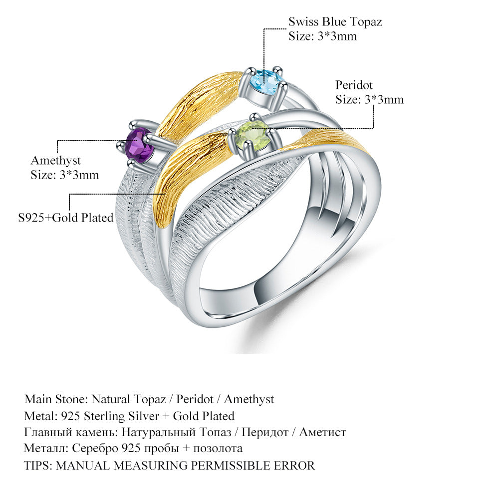 Designer High-End Luxury Jewelry Set s925Sterling Silver Inlaid Gemstone Ring Earrings Pendant