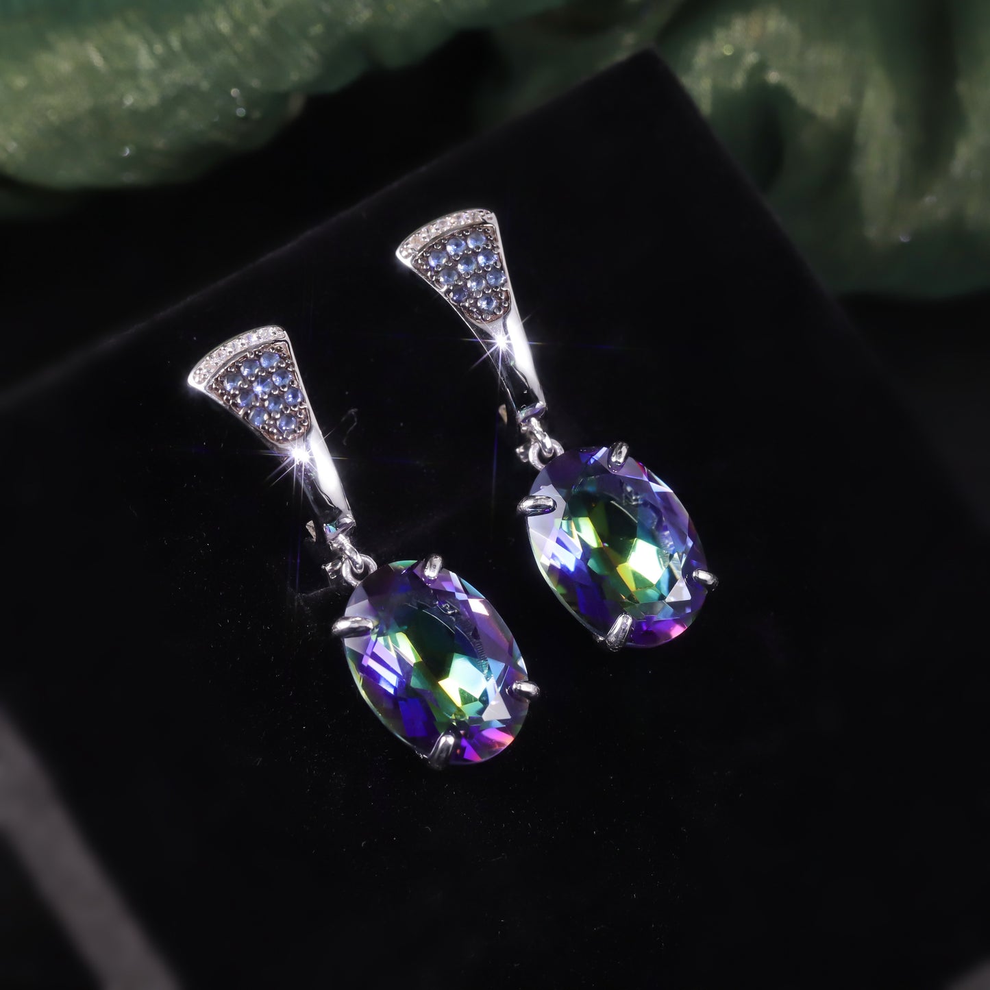 Elegant Retro Crystal Earrings s925Sterling Silver Inlaid with Colorful Crystals9Carat Earrings for Women Trendy