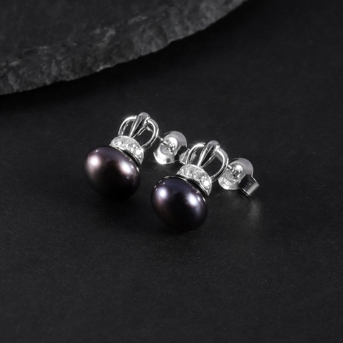 New9mm Natural Freshwater Pearl Ear Studs Women Fashionable and Luxurious Elegance S925Sterling Silver Earrings