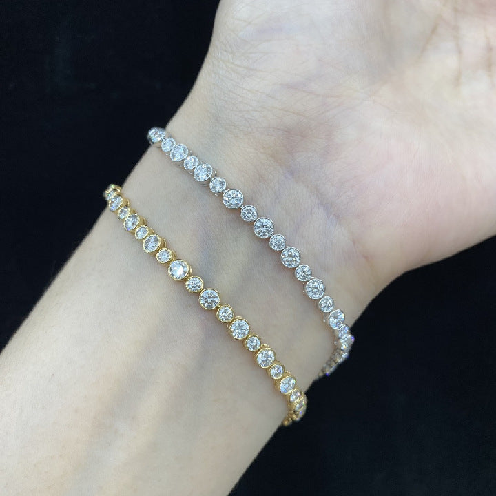 Full Diamond18k Gold Bracelet with Cultivated Diamonds Tennis Chain Gift Light Luxury0.1ct Small Dot Bracelet High-end Jewelry