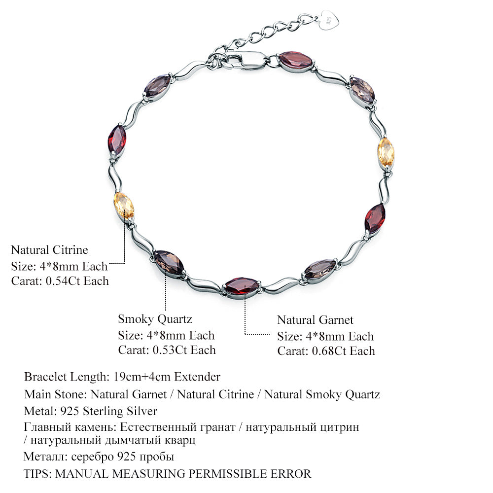 Simple Fashion Natural Topaz Bracelet for Women Sense of Design s925Silver Inlaid Natural Gemstone Bracelet