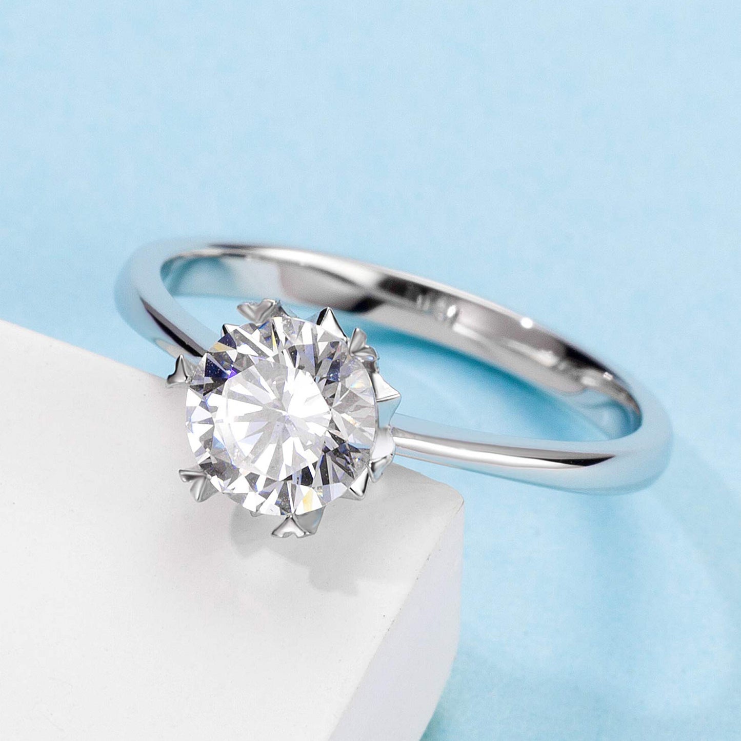 GRA Certificate Moissanite Ring for Women Korean Style Simple Fashionable Elegant s925Silver Six Claw Inlaid Gemstone Ring