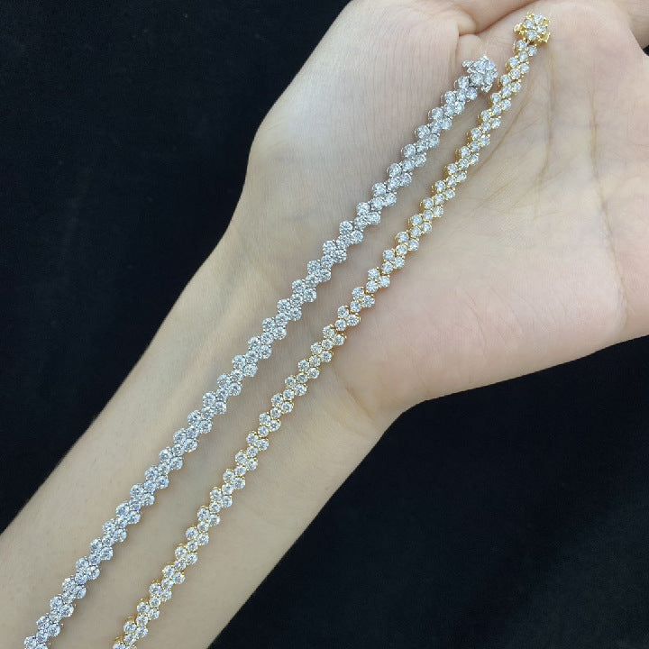Full Diamond18k Gold Bracelet Inlaid with Cultivated Diamonds Tennis Chain Gift High-end Jewelry2.5mm Gold Bracelet Export