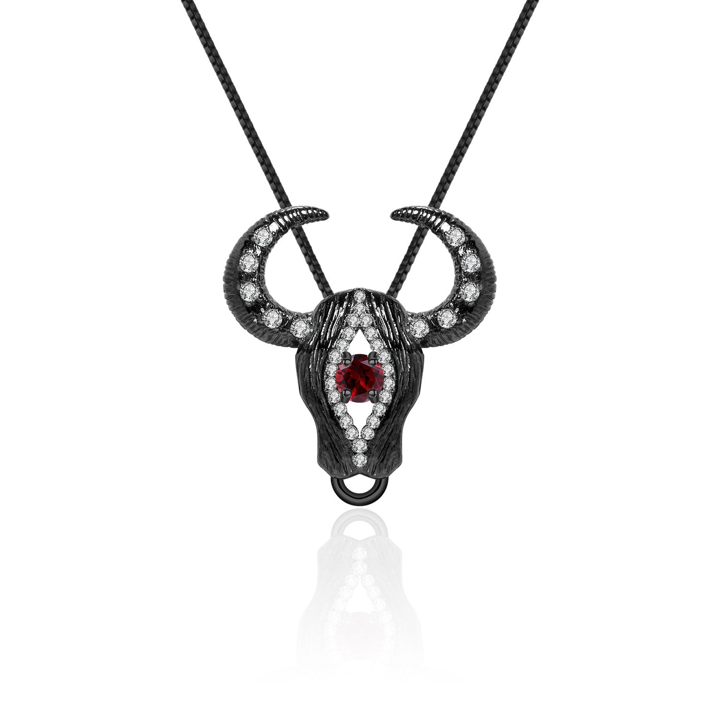 Designer Style Classic of Mountains and Seas Bull Head Pendant Dark Retro Design s925Silver Inlaid Green Agate Necklace Pendant