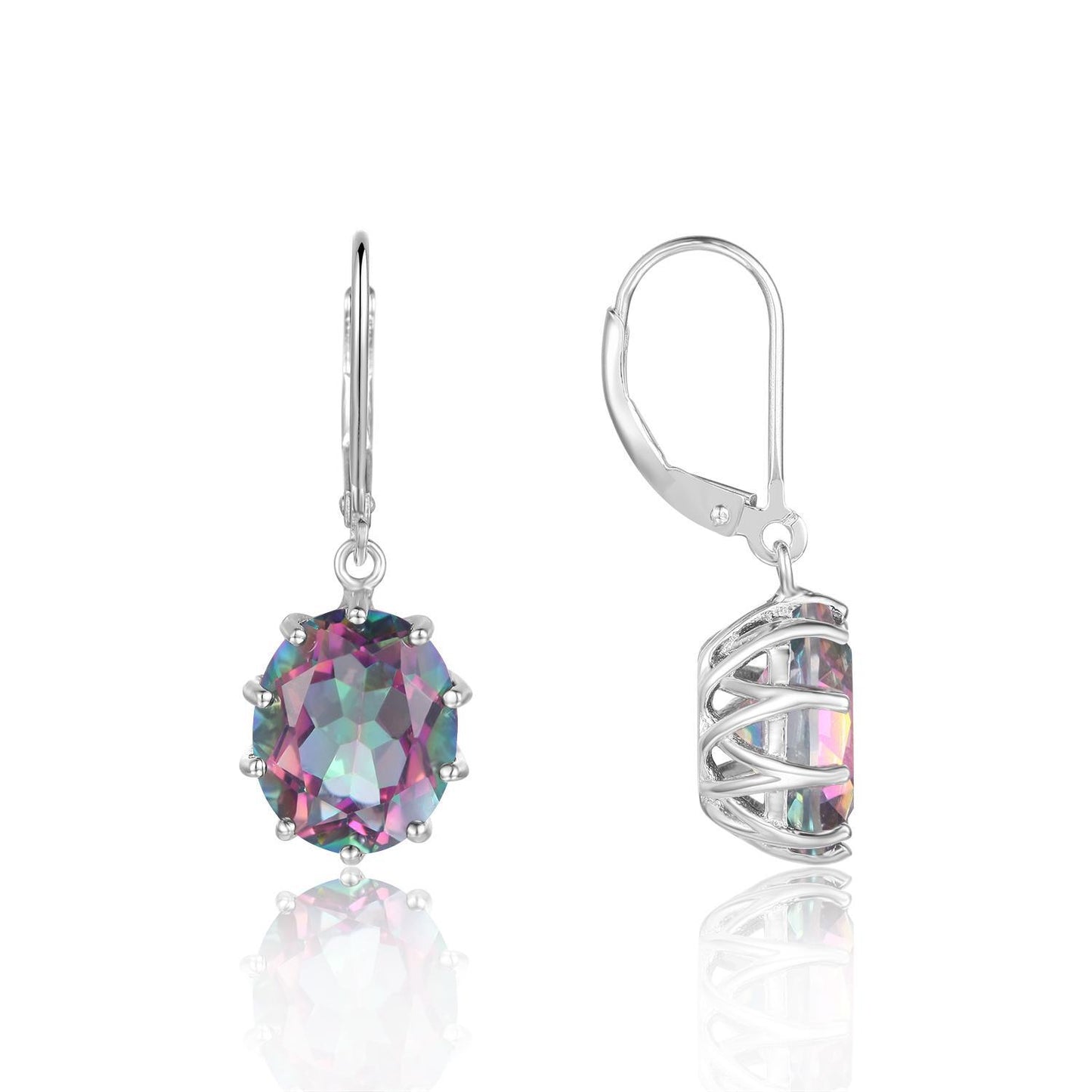 Factory Direct Supply Fashion Gemstone Earrings Simple s925Silver Inlaid Colorful Crystal Cultivated Red Gemstone Earrings