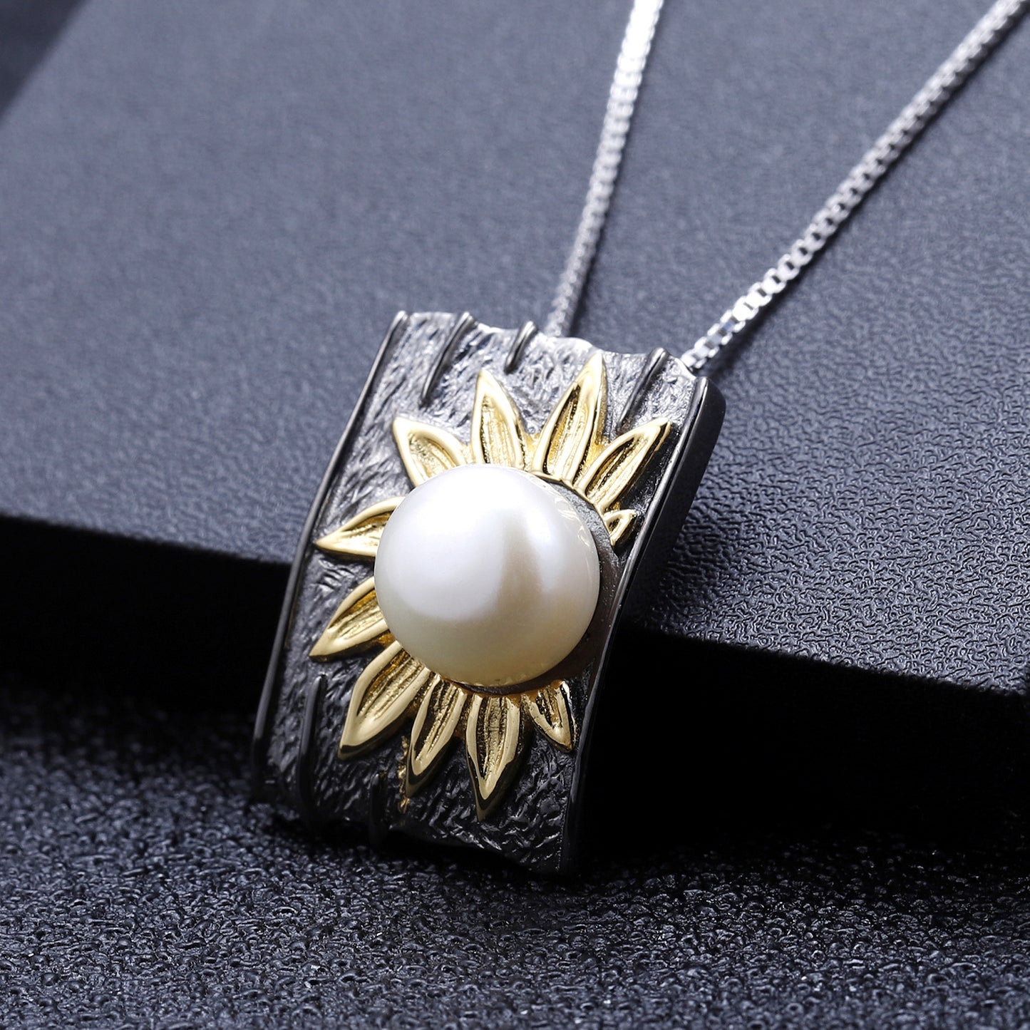 Designer High-End Pearl Pendant Natural Style Sunflower Flowers925Silver Natural Freshwater Pearl Necklace Pendant