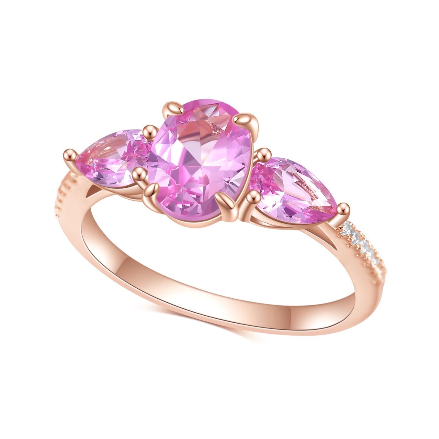 High-Grade Light Luxury S925Sterling Silver Inlaid Pink Corundum Ring Fashionable and Exquisite Colorful Gemstone Ring