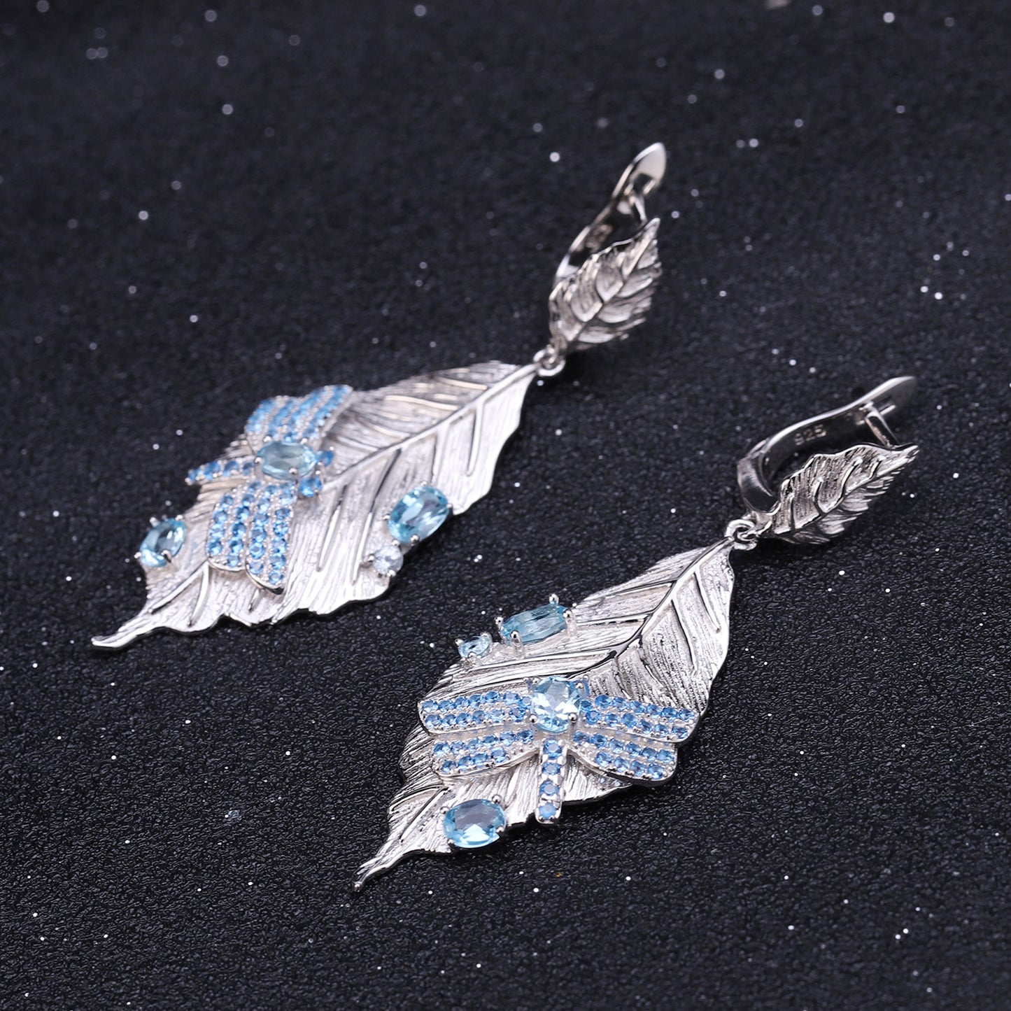 Autumn Leaf Dragonfly Designer Niche Jewelry Set s925Silver Natural Gemstone Ring Earrings Pendant