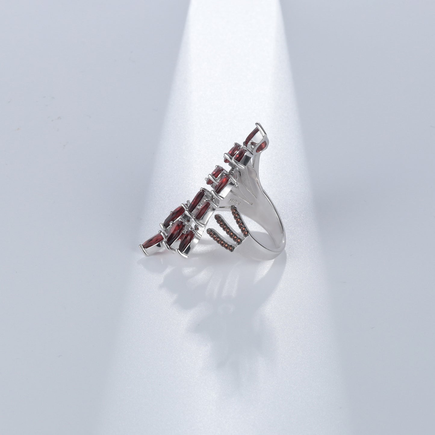 Designer Natural Garnet Ring Adjustable Opening Niche design925Silver Color Gemstone Ring