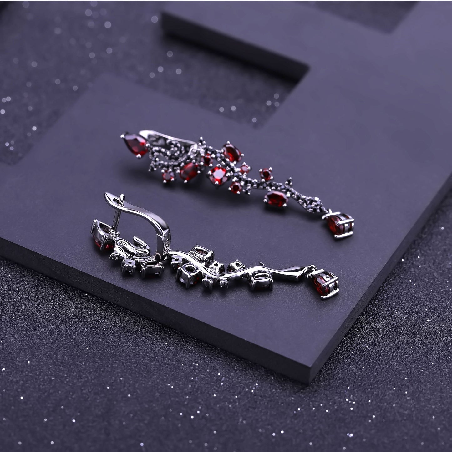 Italian Craft Designer Earrings High-end Jewelry s925Silver Inlaid Natural Garnet Earrings