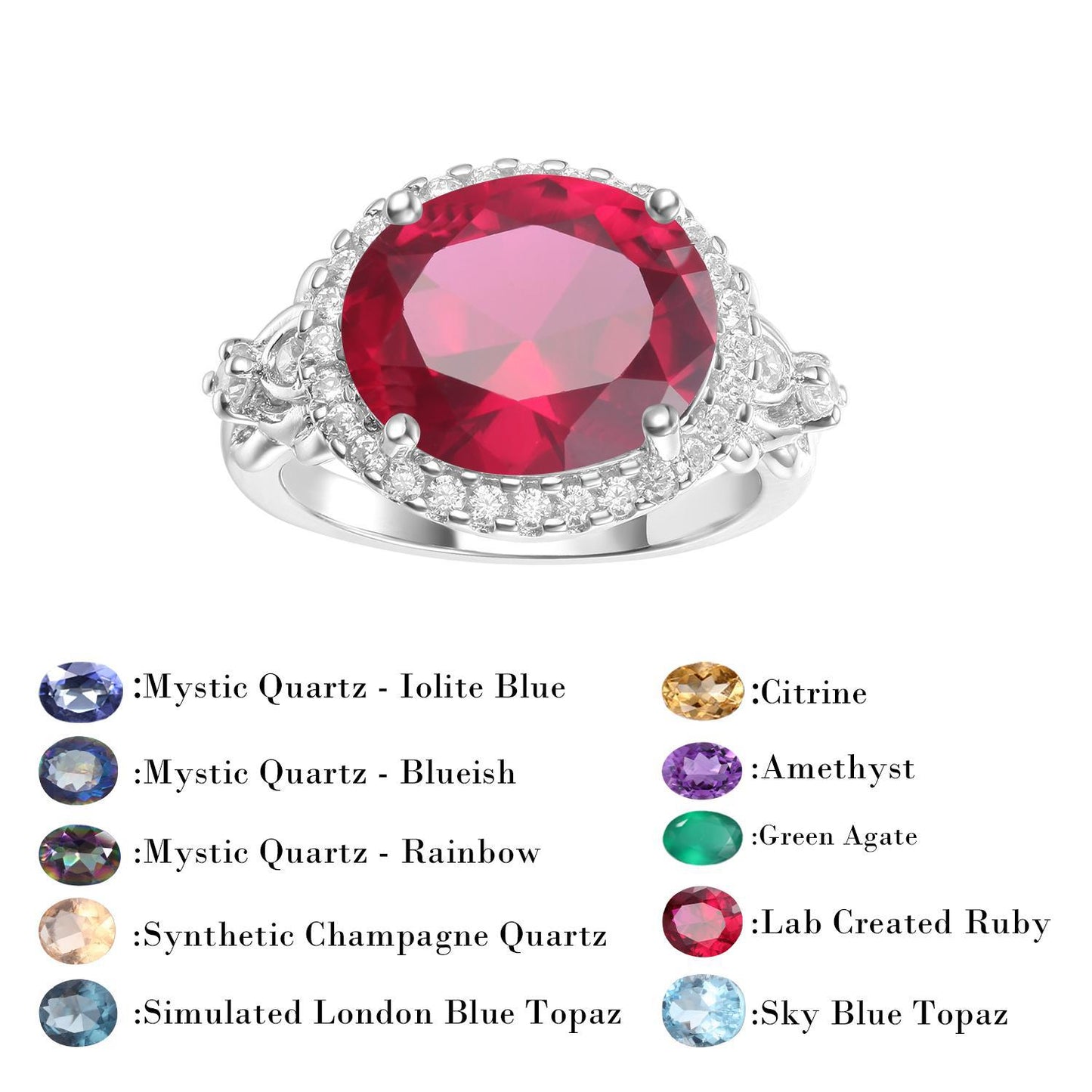 Luxurious Design Gemstone Ring for Women Vintage Fashion s925Sterling Silver Inlaid Colorful Crystal Ring