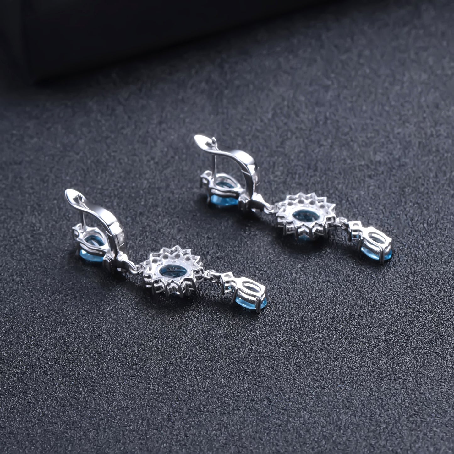 Luxurious Design Natural Gemstone Topaz Earrings Advanced Sense925Silver Inlaid Natural Gemstone Earrings