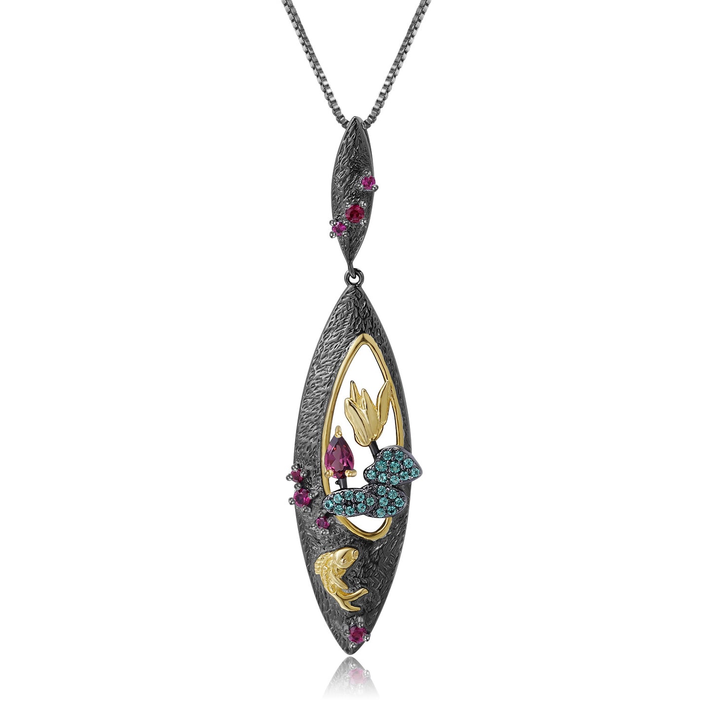 Secret Garden Series Designer Pendant Natural Style High-end Feel925Silver Natural Rose Garnet Necklace Pendant