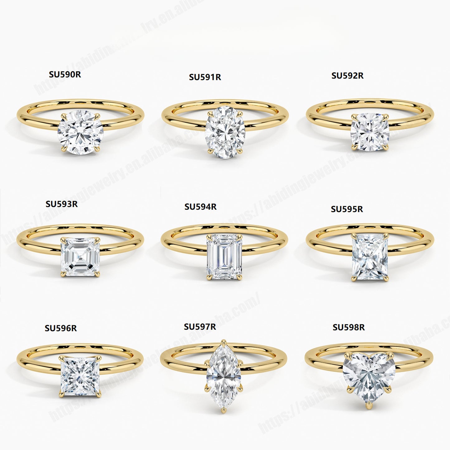 Simple Temperament9/10/14/18k Gold Ring with Moissanite1Carat Wedding Ring Hot-Selling Plain Gold Ring