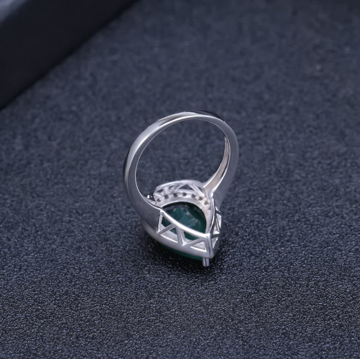 Natural Gemstone Ring for Women Fashionable Luxurious Large Gemstone s925Sterling Silver Inlaid Natural Green Agate Ring