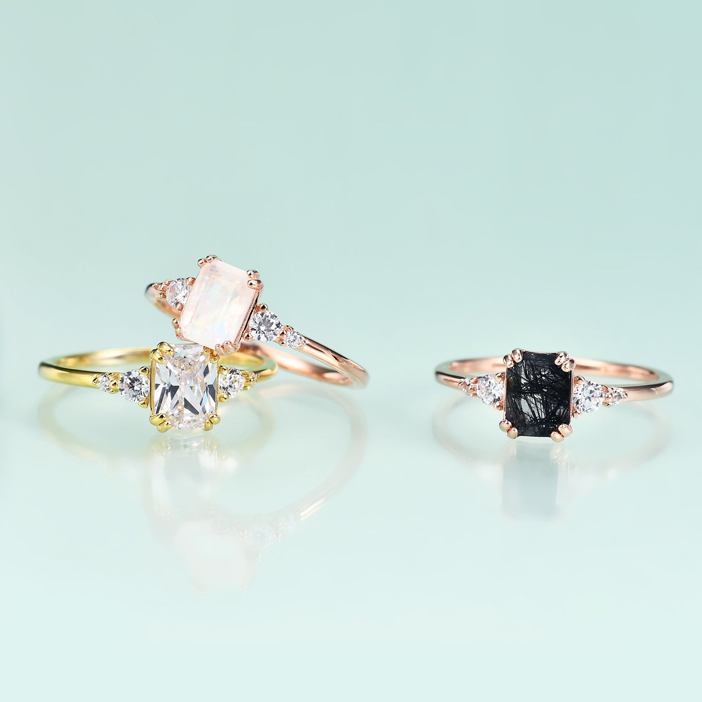 S925Sterling Silver Inlaid5A Zircon Ring Fashionable, Elegant, Simple, and Luxurious5*7mm Gemstone Rose Gold Ring