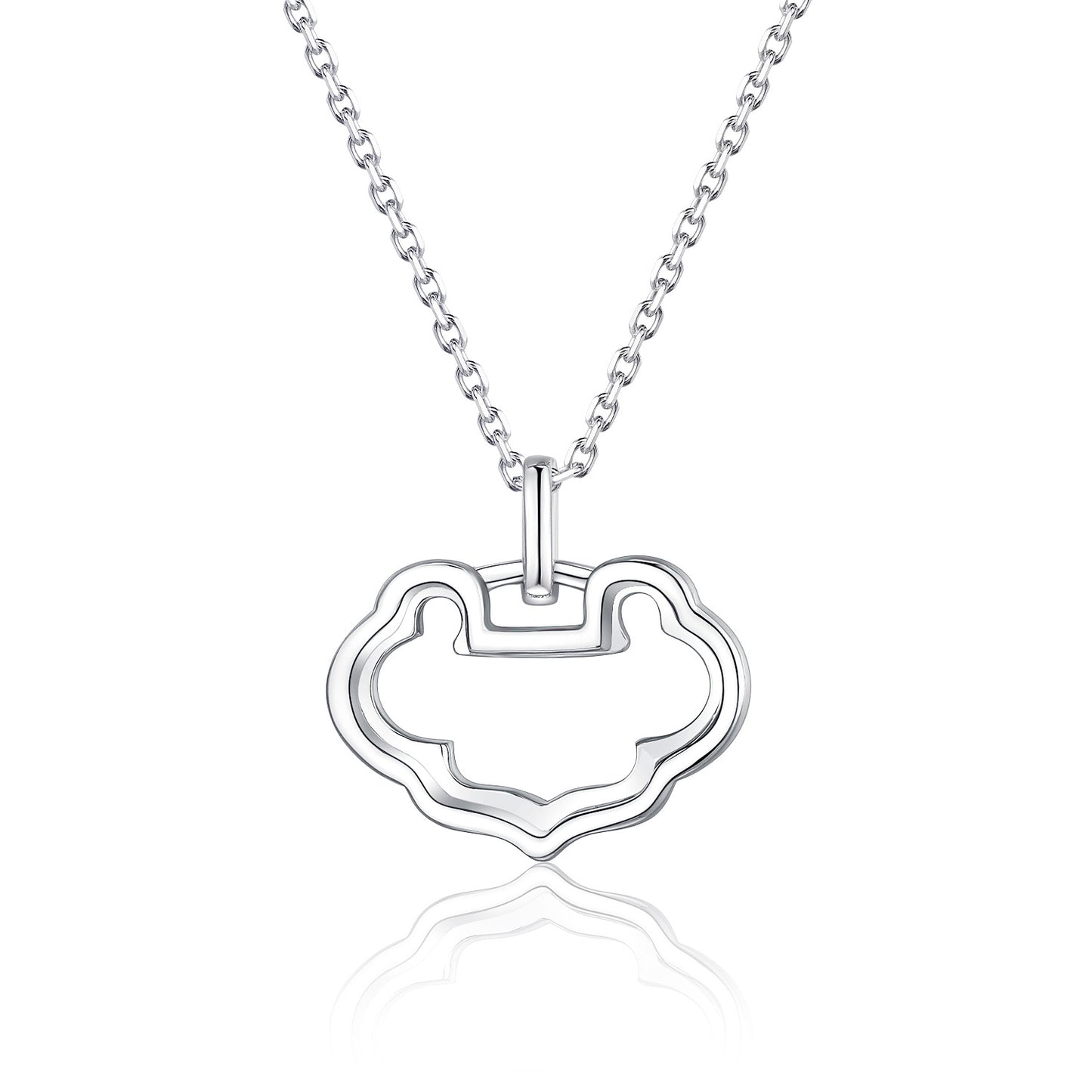 Chinese Style18k Gold Inlaid Cultivated Diamond Necklace Genuine Diamond Longevity Lock Au750k Gold Platinum Collarbone Chain Pendant
