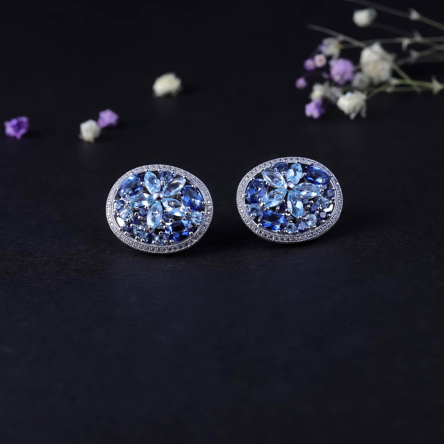 Natural Topaz Stud Earrings Earrings Luxurious and Sophisticated Sense of Personality s925Sterling Silver Natural Gemstone Earrings Eardrops