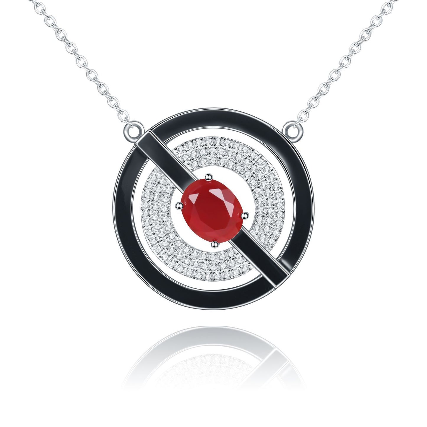 Designer Natural Topaz Enamel Pendant Unique Circular Design925Silver Color Gemstone Necklace Pendant