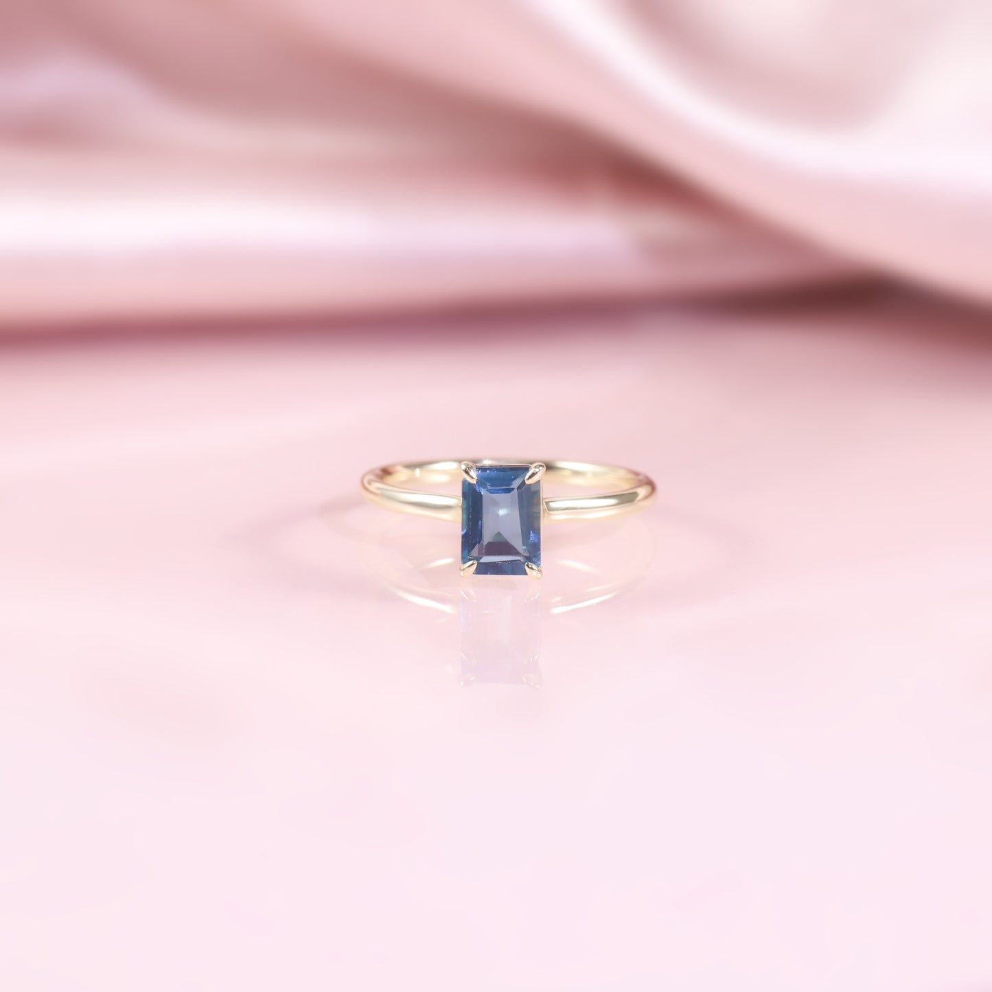 Minimalist Square Ring s925Sterling Silver Inlaid with Natural Colored Gemstones1Carat Ring Candy Color