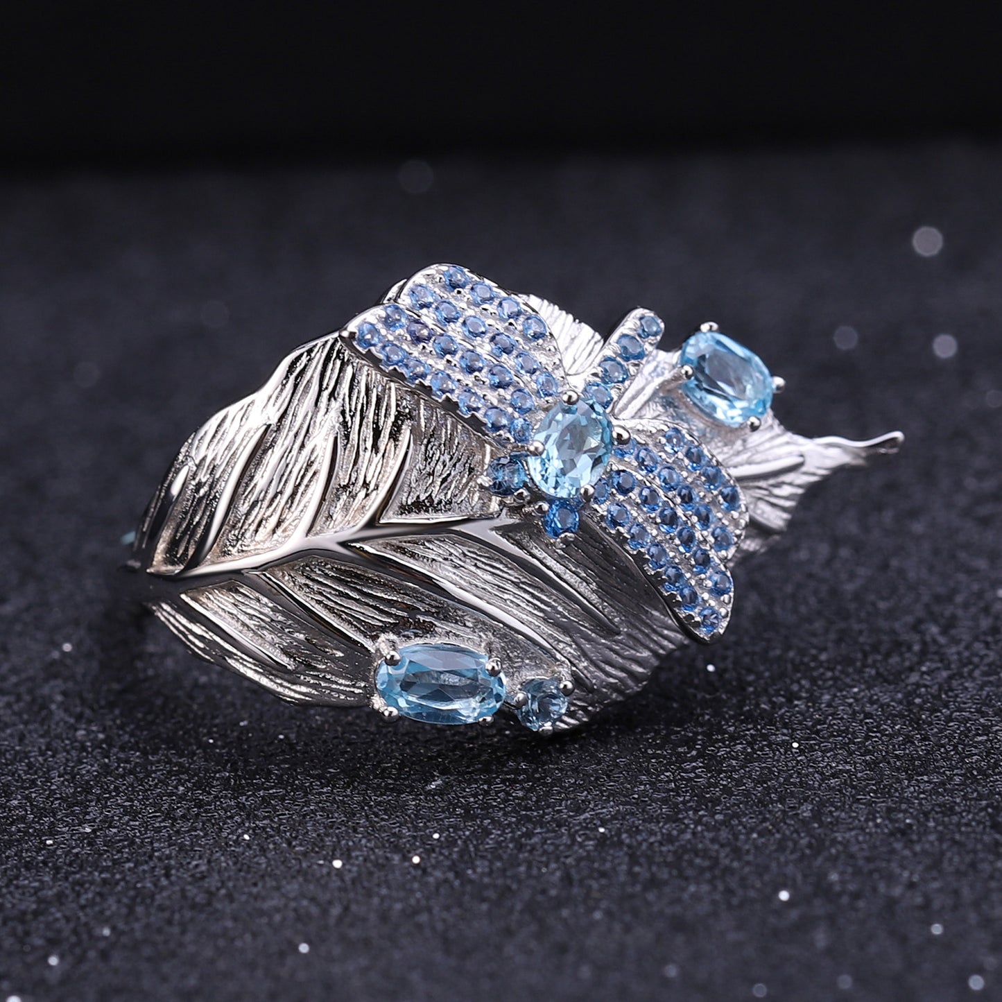 Autumn Leaf Dragonfly Designer Niche Jewelry Set s925Silver Natural Gemstone Ring Earrings Pendant
