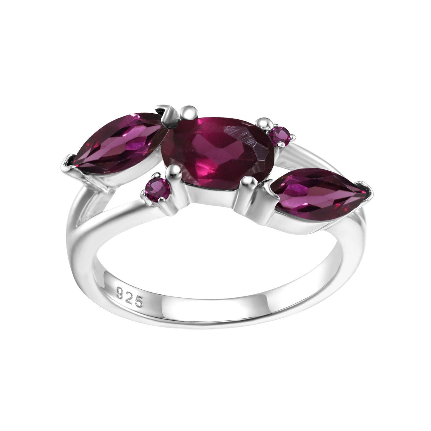 New Design Sense Natural Gemstone Ring Fashion Temperament s925Silver Inlaid Gemstone Amethyst Ring