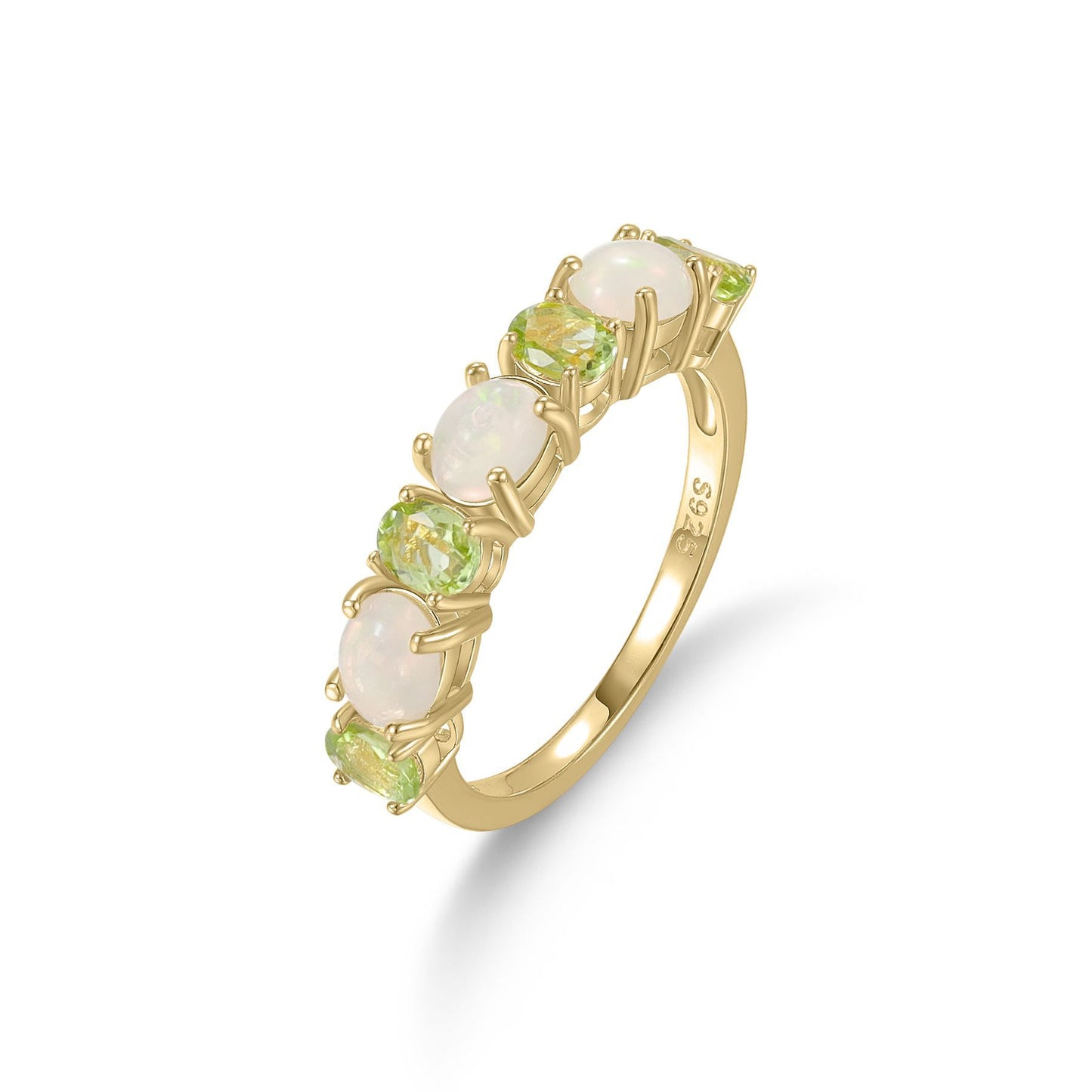 Spring and Summer Fresh Small Gemstone Topaz Ring Handmade Inlay s925Sterling Silver Natural Opal Ring ins Wind
