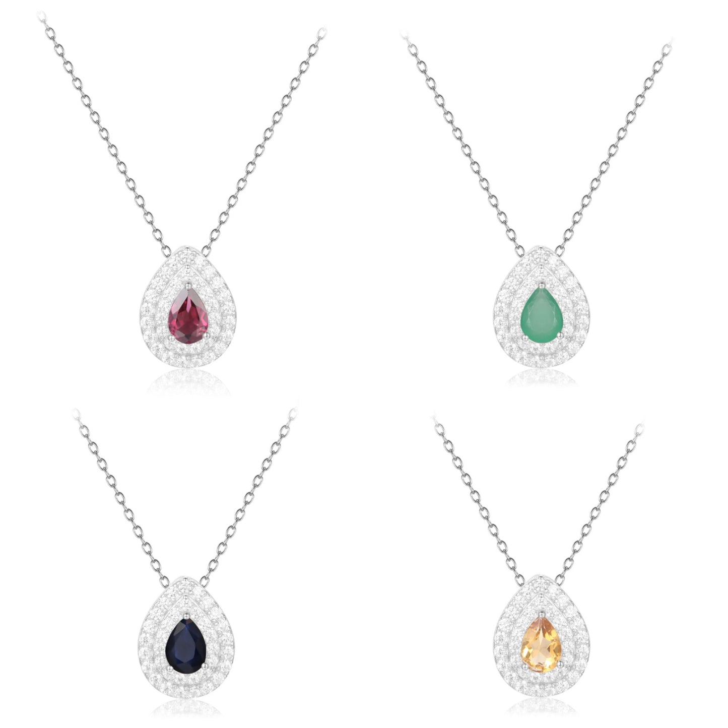 New Fashion Design Light Luxury Gemstone Necklace French Romantic s925Silver Inlaid Natural Gemstone Necklace Pendant