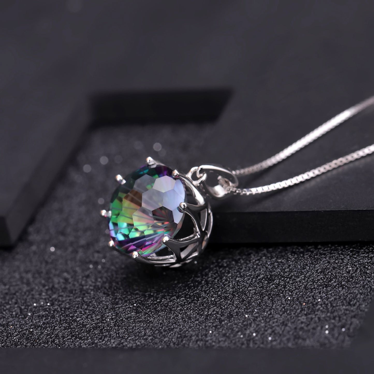 In-stock Direct Supply Colorful Gemstone Necklaces Fashionable and Trendy Personality s925Silver Inlaid Crystal Necklace Pendant