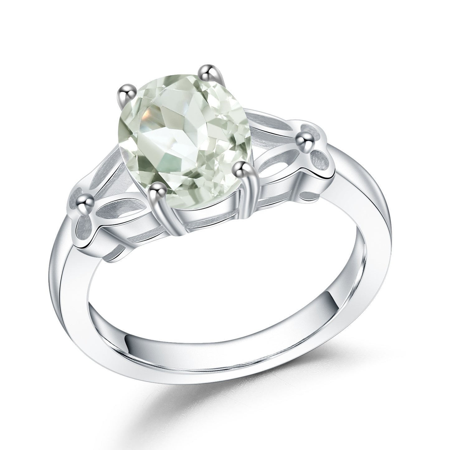 In-stock Wholesale Green Amethyst Gemstone Ring for Women Vintage Inlaid Natural Stone s925Silver Crystal Ring