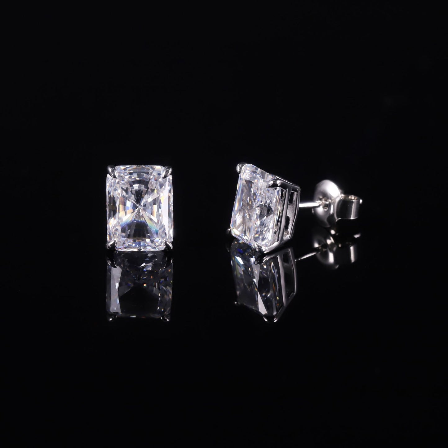 14K Gold Inlaid3Carat Moissanite Earrings with Band GRA Certificate9/10/18K White Gold Earring Studs