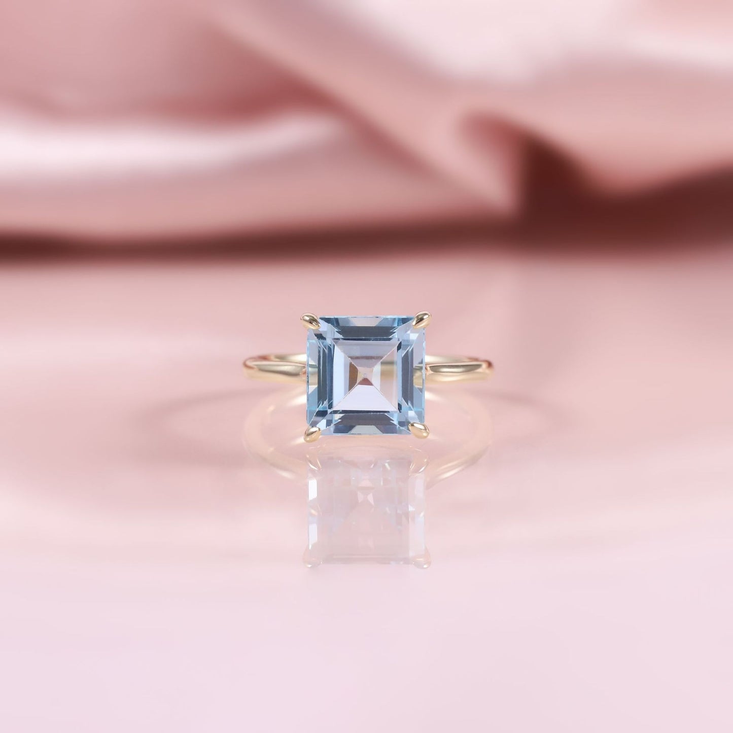 Minimalist2/4/5.5Carat Ring Square s925Sterling Silver Inlaid with Natural Topaz Large Main Stone Fresh Ring