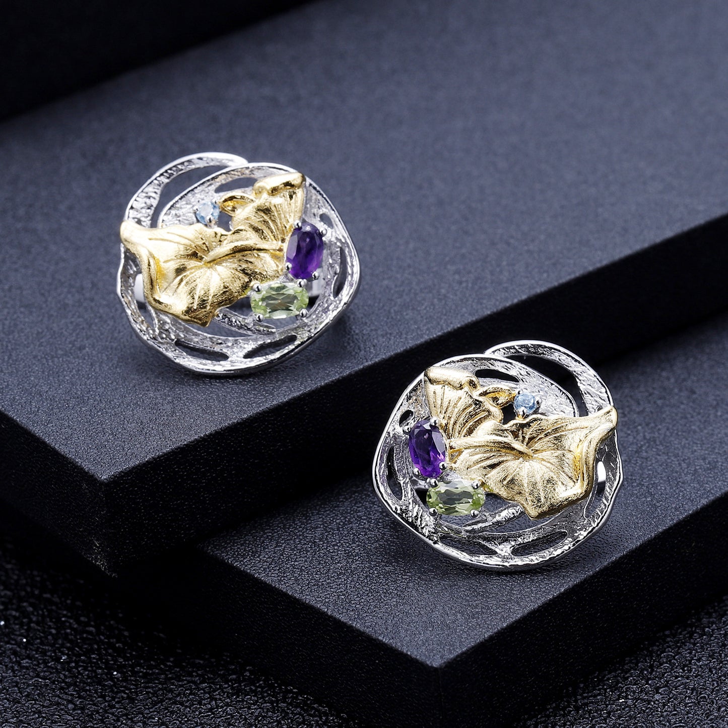 Designer High-End Gemstone Earrings Natural Style Design s925Sterling Silver Natural Gemstone Stud Earrings