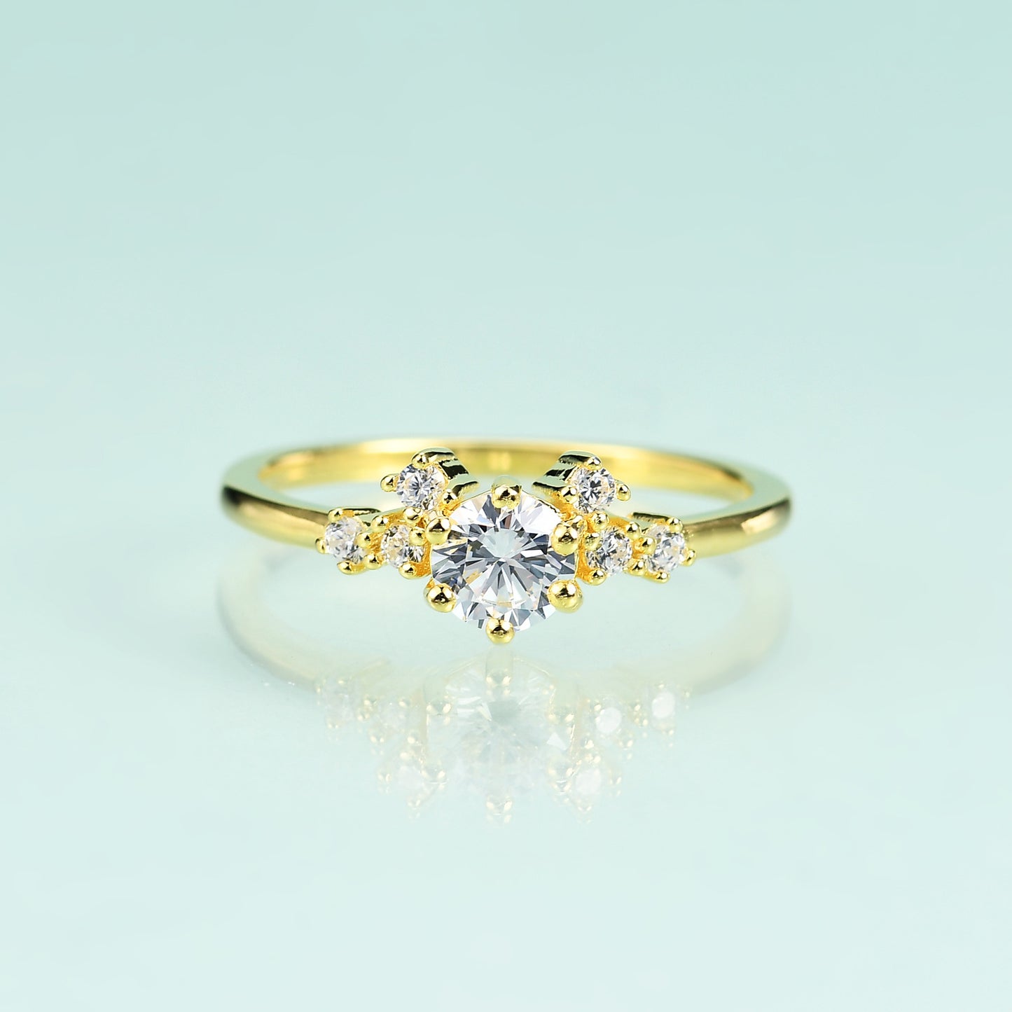 Jewelry S925Sterling Silver Inlaid5A Zircon Ring Fashionable Light Luxury Elegant Gemstone Rose Gold Ring