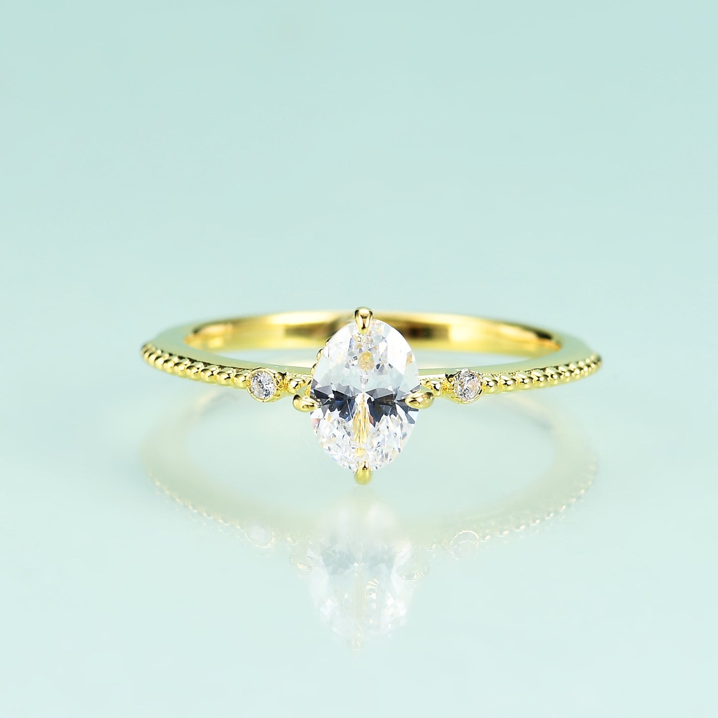 Jewelry S925Sterling Silver Inlaid5A Zircon Ring Fashionable and Elegant Light Luxury Gemstone Plated14k Gold ring