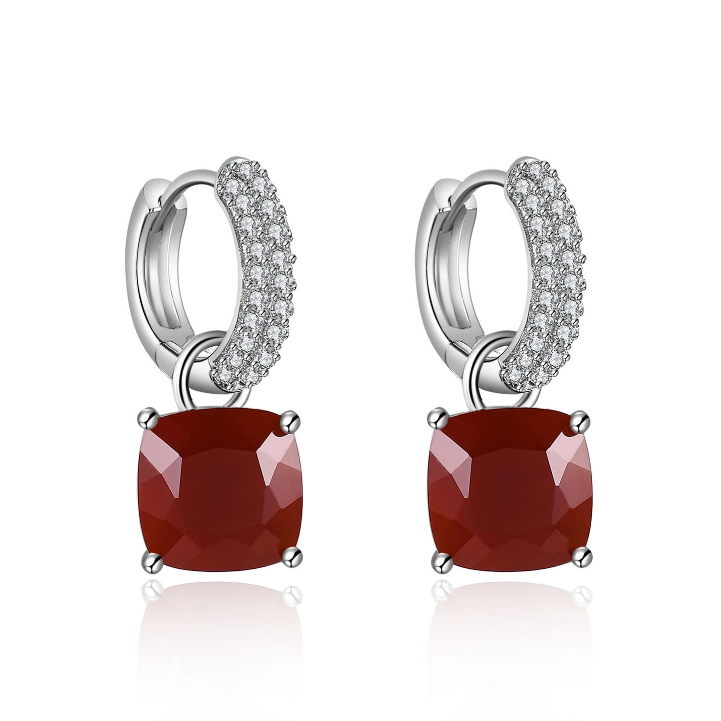 New Luxury Style Fashion Design Natural Citrine Earrings s925Silver Inlaid Colorful Gemstone Stud Earrings