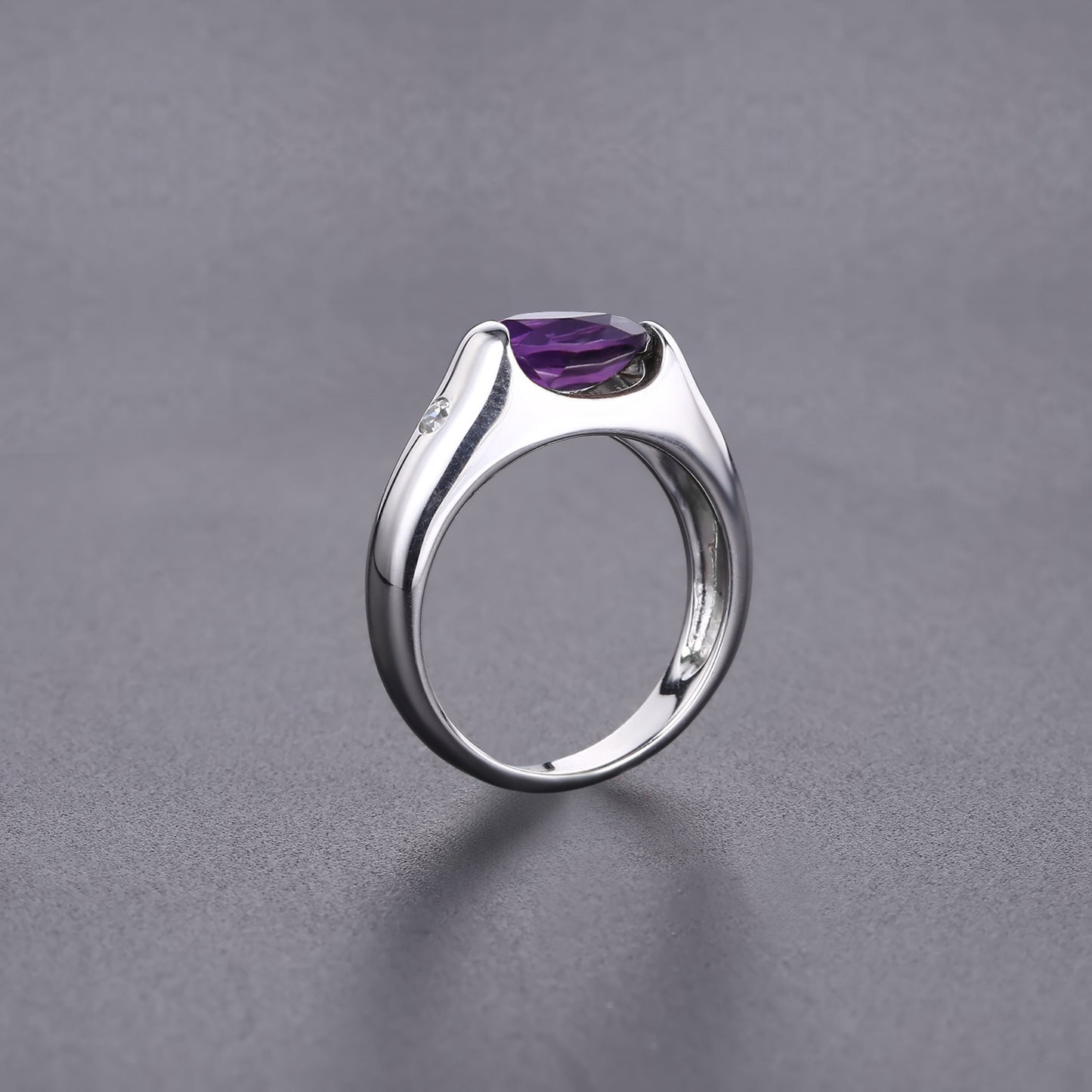 Natural Amethyst Ring In-stock Direct Supply Fashionable Light Luxury s925Sterling Silver Exquisite Inlaid Natural Gemstone Ring
