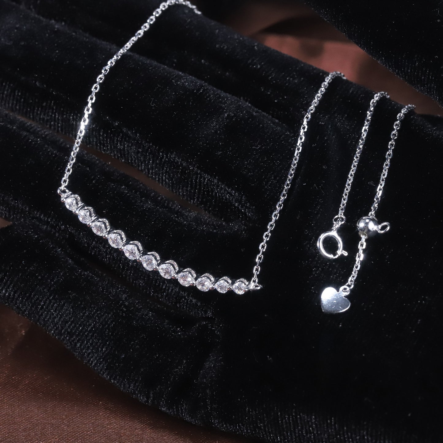 Cool Style Autumn Winter High-end One-word Clavicle Chain CVD/HPHT Lab-grown Diamond9/10/14/18k Gold necklace