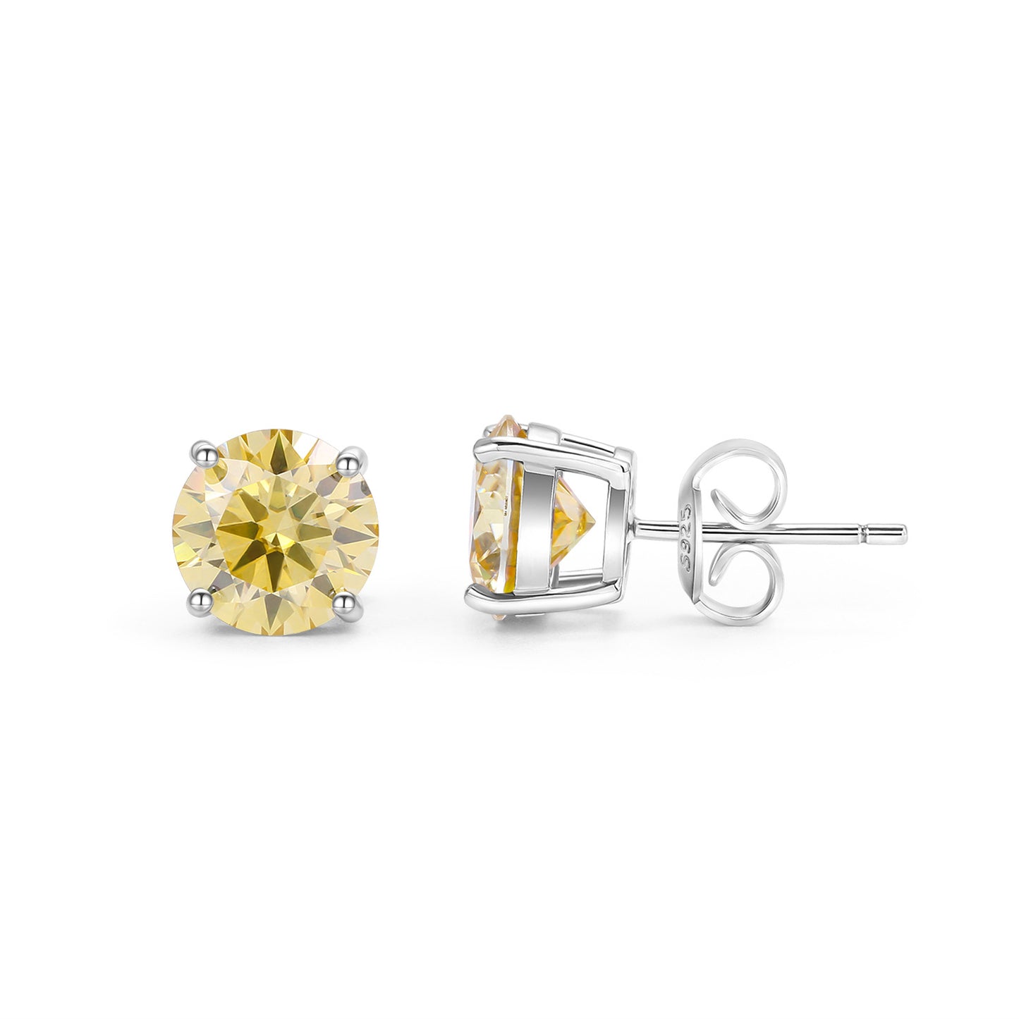 Colorful2Carat Moissanite Earrings Small and Exquisite S925Sterling Silver Colorful Moissanite Stud Earrings
