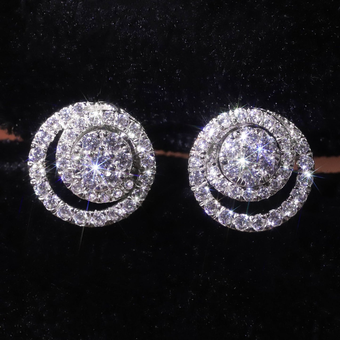Hong Kong Style Earrings k Gold Inlaid Cultivated Diamond Earrings Layered Wear Light Luxury Circle9/10/14/18k Gold Earrings Multiple Ways to Wear