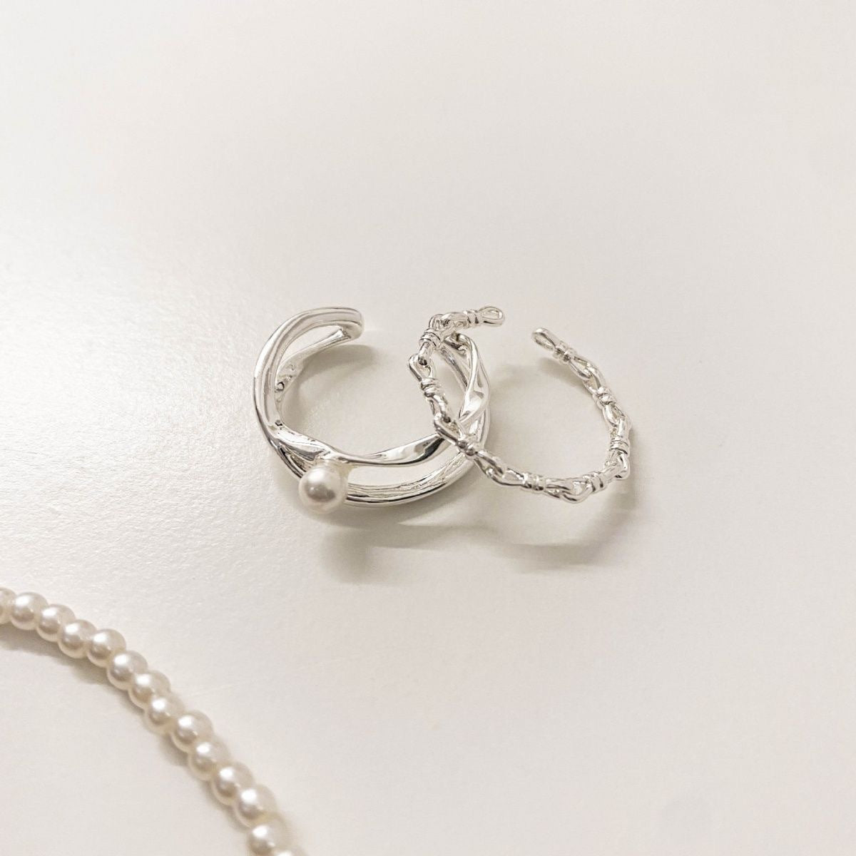 s925Silver Pearl Ring for Women, Niche Design, Simple Band Ring
