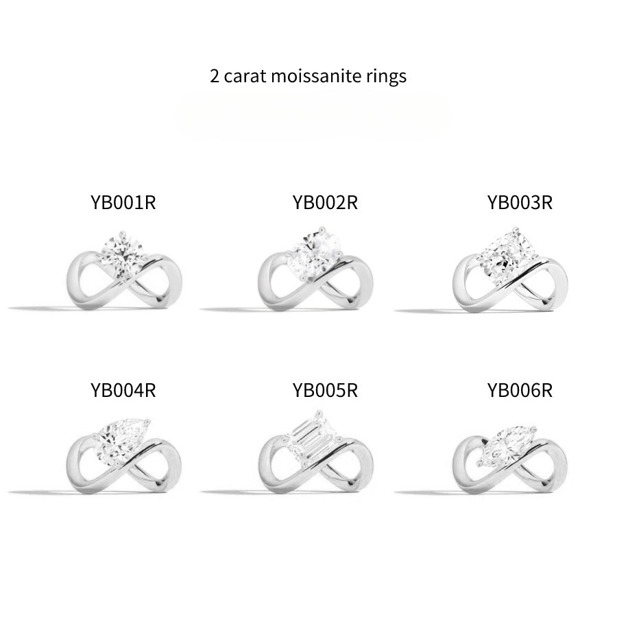 Endless Popular Wedding Rings s925Sterling Silver Ring Round Irregular Shape2Carat D Colorful Moissanite Ring